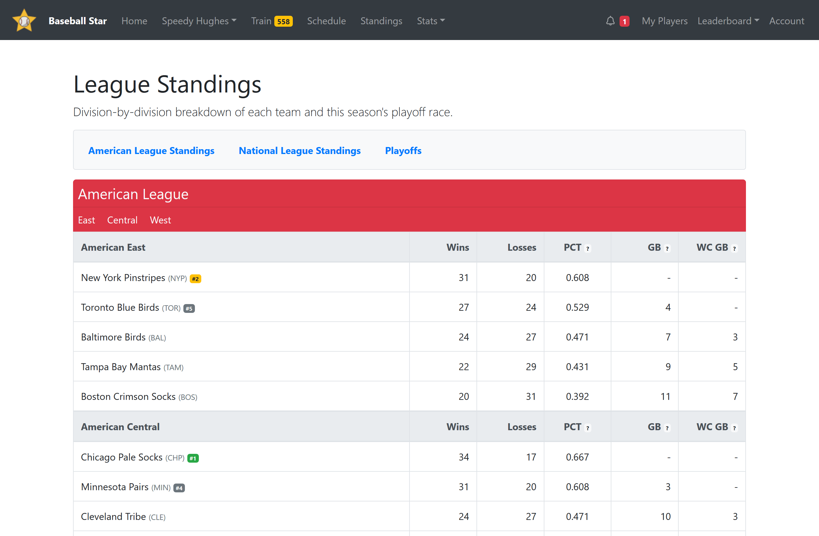 League Standings